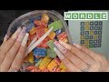 Asmr wordle  gummy candy eating on ipad  whispered game play