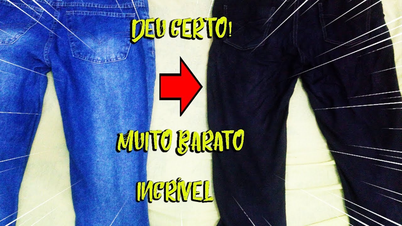COMO PINTEI MINHA CALÇA JEANS DE PRETO - YouTube