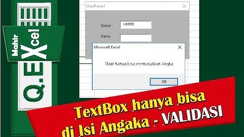 Textbox Hanya Bisa Di Isi Angka - Validasi Vba Excel