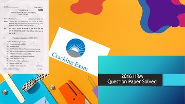 Solved 2016 HRM Question Paper | Human Resource Management | Exam Date : 14-07-2023 | 4k Quality |
