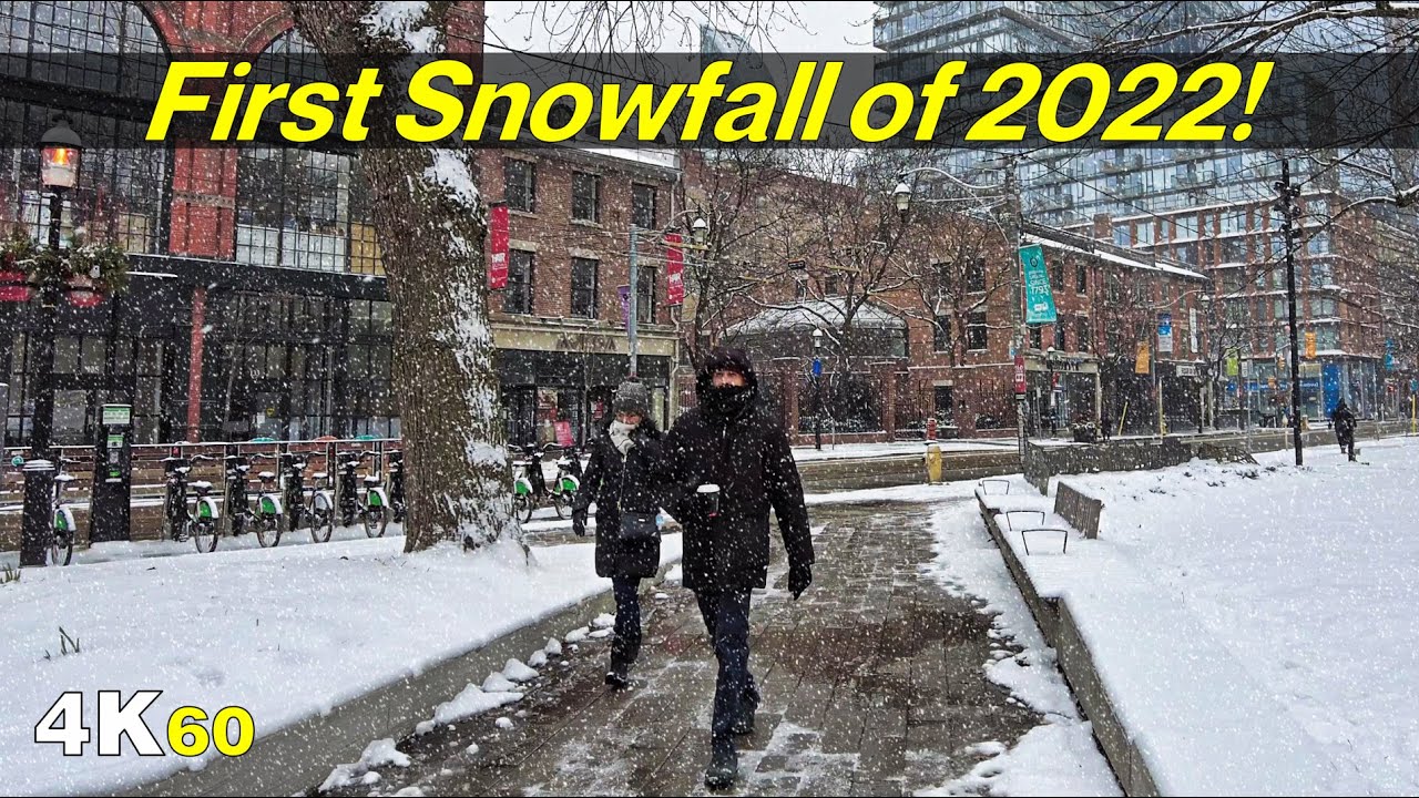 First Snowfall of 2022 in Downtown Toronto on the East Side (Jan 2022)