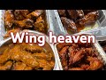 Wing Heaven! OG Hot, Mango Habanero, Buffalo garlic parm, Diablo and more at Cockadoodle Dans!