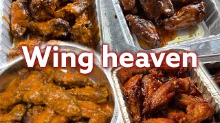 Wing Heaven! OG Hot, Mango Habanero, Buffalo garlic parm, Diablo and more at Cockadoodle Dans!