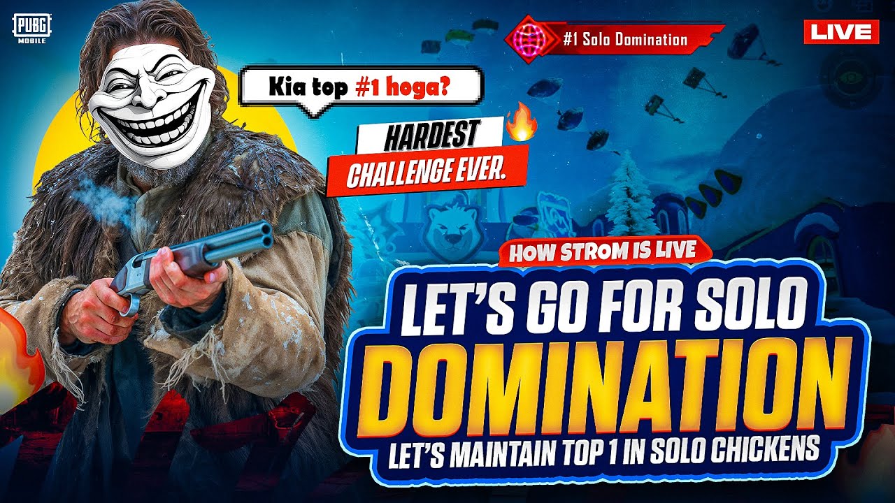Lets maintain top 1 in solo Chickens 🔥 | Playing on How Brand's account 😋 | How Storm Live