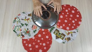 🎄С помощью крышки от кастрюли легко вырезаю два круга для рождественских подарков.