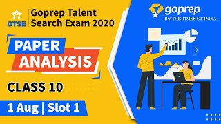 Goprep Talent Search Exam | Paper Analysis | 1st Aug (Slot 1) | GTSE 2020 | Goprep