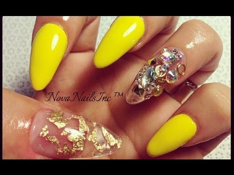 TUTORIAL: Uñas Amarillas Con Oja De Oro ♥ - thptnganamst.edu.vn