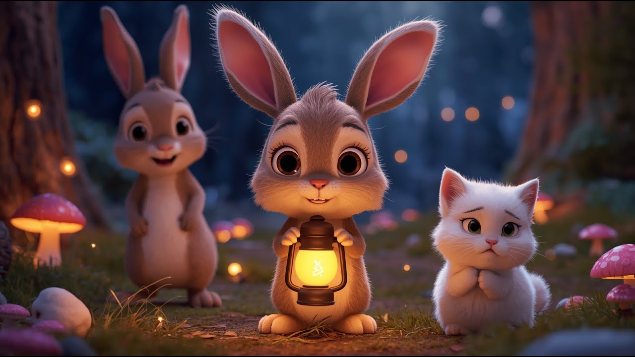 Brave Bunny Helps a Scared Kitten 🌙🐰 | Where Pi&Pong |