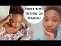 FIRST TIME EVER TRYING ON MAKEUP - Sister Tag | AFRICAN