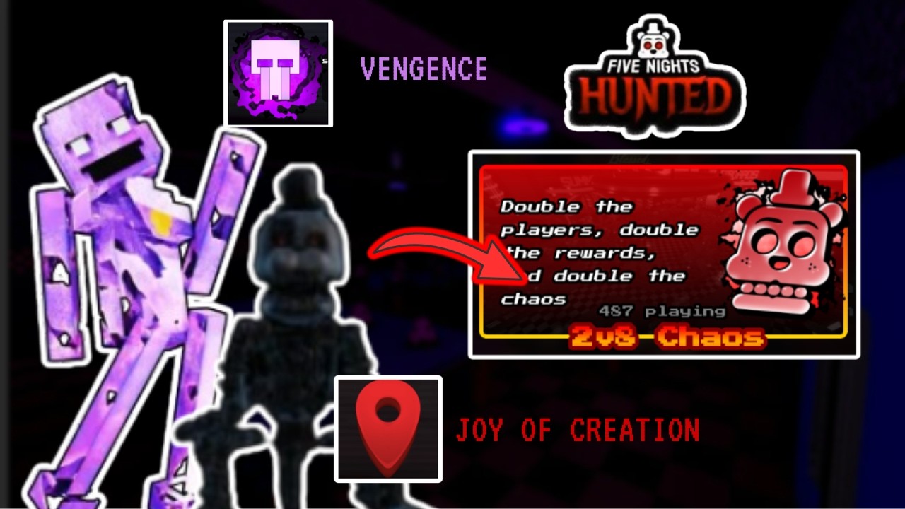 ROLBLOX FIVE NIGHT HUNTED USING PURPLE GUY AND JO OF CREATION IN 2V8