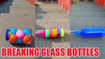 Breaking Glass Bottles Vs Balloon Drops 🔥 Crushing Crunchy & Soft Things! #asmrbreaking  #satisfying
