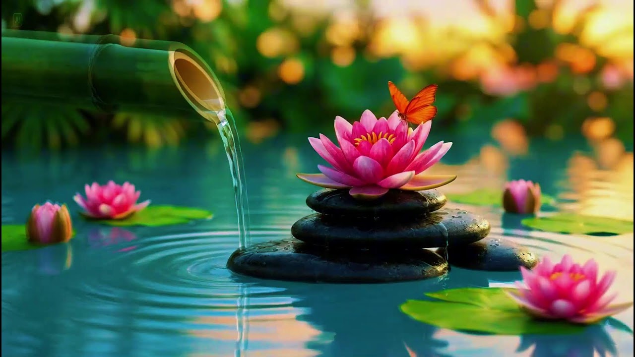 Relaxing Sleep Music with Bamboo Water Sound🌿Relaxing Sleep, Study & Calming Deep Relaxation,Yoga