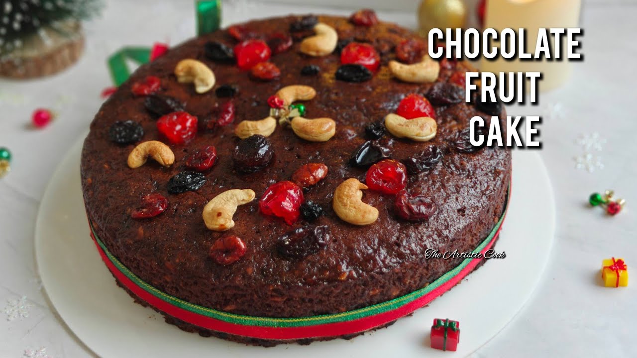 Chocolate Fruit Cake | Eggless Plum Cake Recipe | Easy Moist Christmas Special Fruit Cake