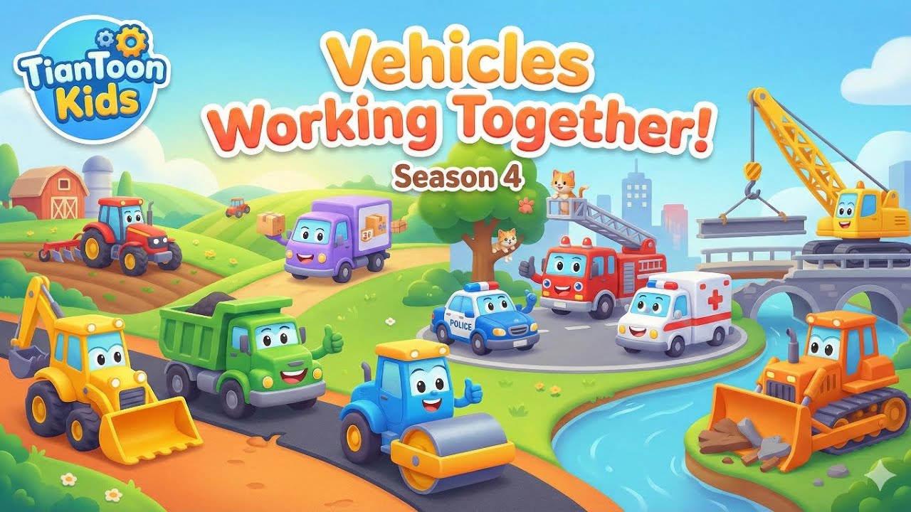 Vehicles Working Together! 🤝🚗 | Teamwork Vehicles for Kids | TianToon Kids