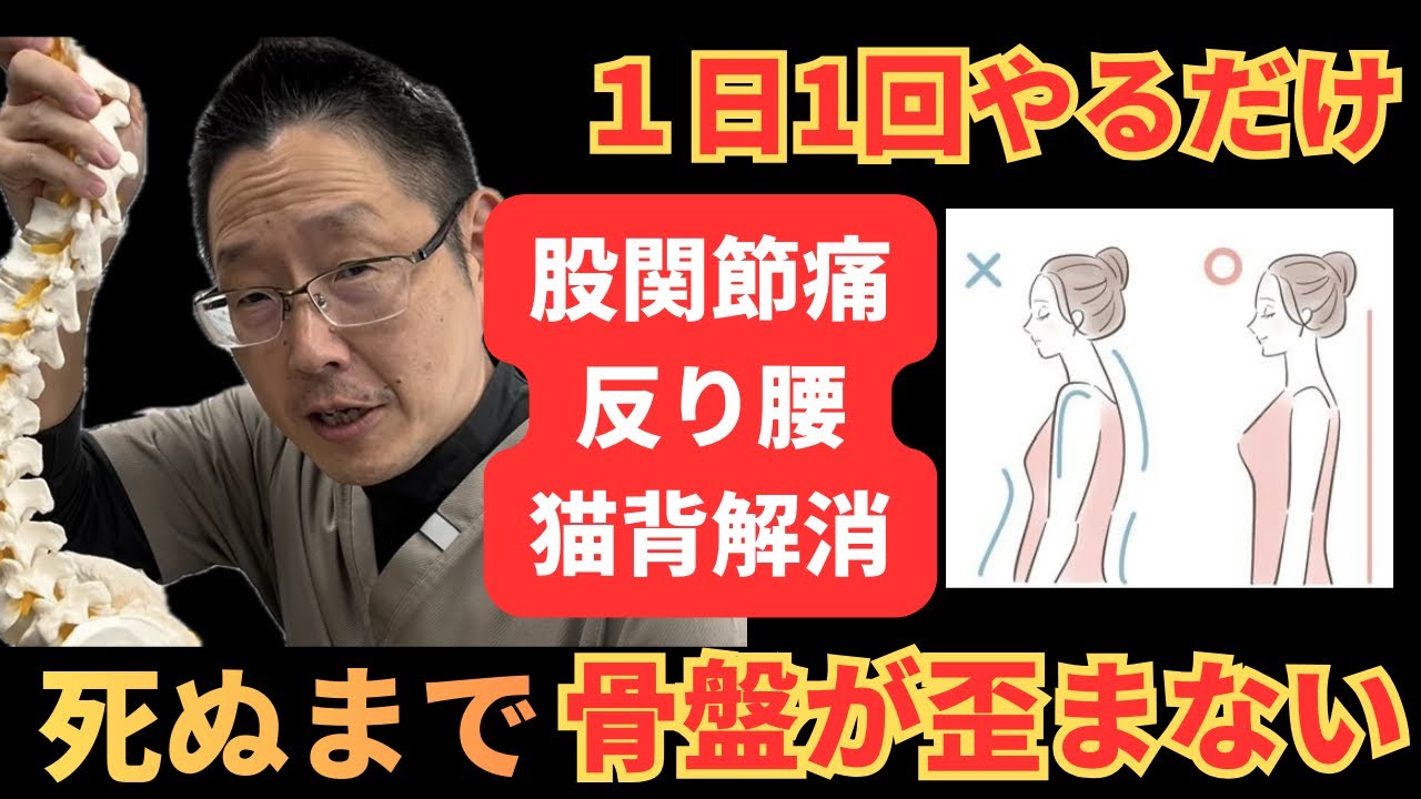 【3分でフニャフニャ】股関節ストレッチで反り腰と猫背を矯正し、自律神経が整いぐっすり眠れるエクササイズ！【千葉県習志野市めぐわ整体院　牧野恵和】
