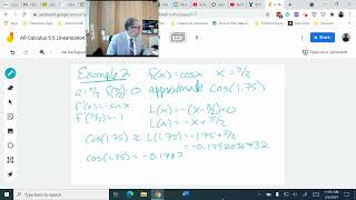 AP Calculus 5 5 Video 3 Example Linearization cosx