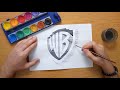 How to draw a Warner Bros logo in 3D