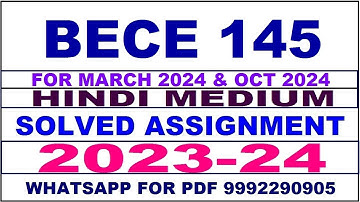 bece 145 solved assignment 2023-24 | bece 145 solved assignment in hindi 2024 | bece 145 2024