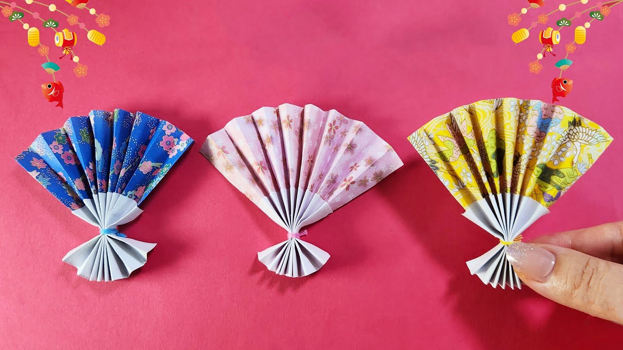 折り紙】1枚で簡単！可愛い「うちわ・扇子」の折り方 夏の手作り飾りや