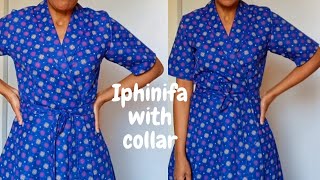 DIY wrap dress with  collar/ iphinifa with collar