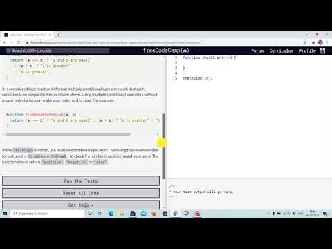 Lesson 109 - use of multiple ternary conditional operator - freecodecamp