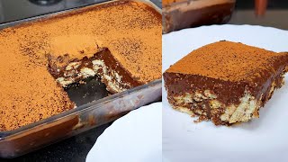 10 minutes No bake chocolate biscuit cake pudding dessert recipe - no chocolate no cream no eggs