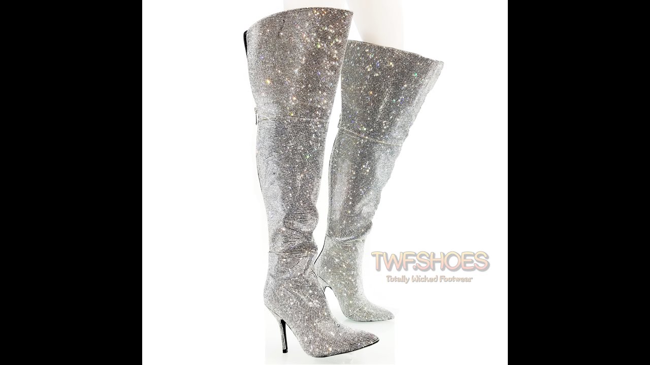 bling thigh high boots