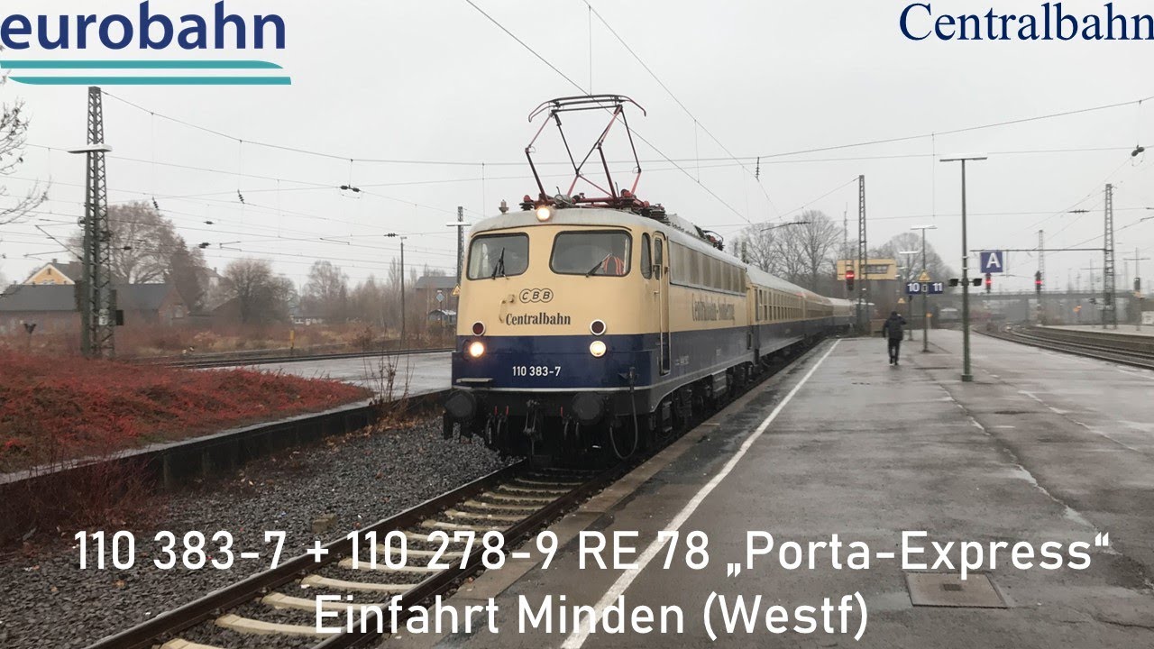 110 383-7 + 110 278-9 RE 78 Porta-Express Einfahrt Minden (Westf)