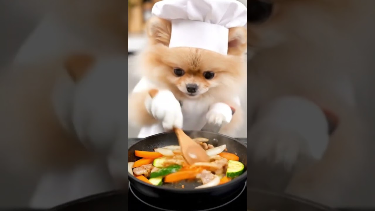 Pomeranian Chef Makes Korean Bibimbap 🐶🍚 | Cute Cooking Shorts 🍳 | 귀여움 폭발 한식 요리!
