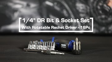 SP Tools USA - SP TOOLS USA 1/4" DR Bit & Socket Set & Rotatable Ratchet Driver-16PC - SP39635