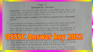OSSSC Answer key maths 1-10 //OSSSC Answer key 2022