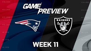 Move the sticks previews week 11 game between 7-2 new england patriots
and 4-5 oakland raiders, focusing on matchup england's pas...