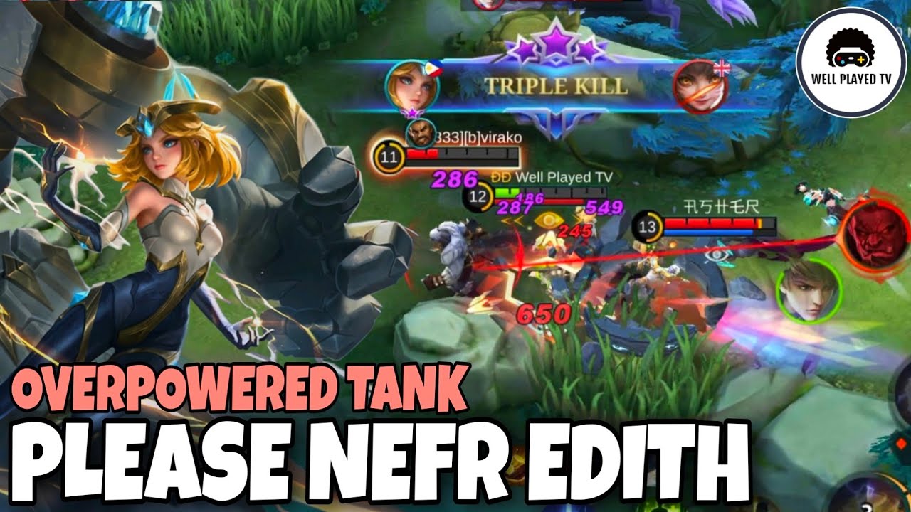 Edith Tank Build Edith Overpowered Tank Gameplay | Edith Best Build 2022 | MLBB - YouTube