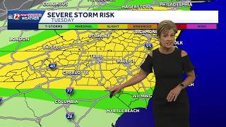 Severe storm risk increase by Tuesday, warming up too