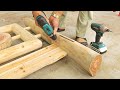 Great Creative Woodworking Ideas And Skills - Make A Very Easy And Sturdy Bed From Monolithic Stumps