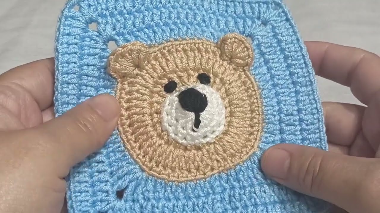 كروشية:وحدة مربعة على شكل دبدوب متعددة الاستخدامات crochet 🐻 motif