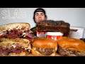 HUGE Pastrami Sandwich, CHEESE Sauce Burger, GIANT Beef Rib + BBQ MUKBANG!