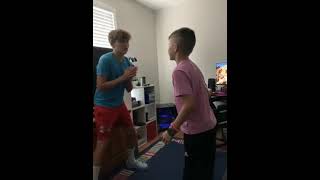 Kid crashes out bc he loses shadow boxing 😂
