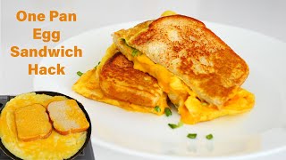 One Pan Egg Sandwich Hack | French Toast Omelette Sandwich | Egg Toast | Trending TitTok Recipe screenshot 3