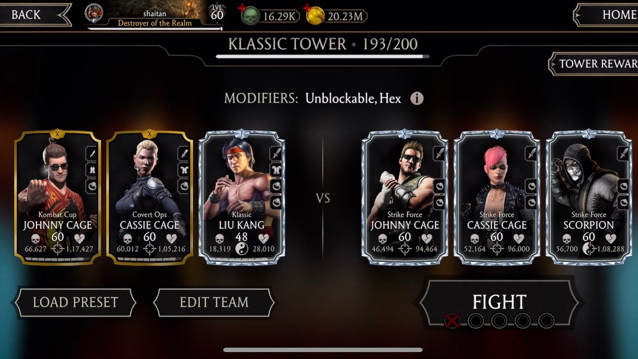 Klassic fatal tower battle 193 in mkmobile 