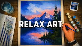 Relaxing Mountain Painting by Numbers | 1 Hour Calm Landscape Art | Battery of Art