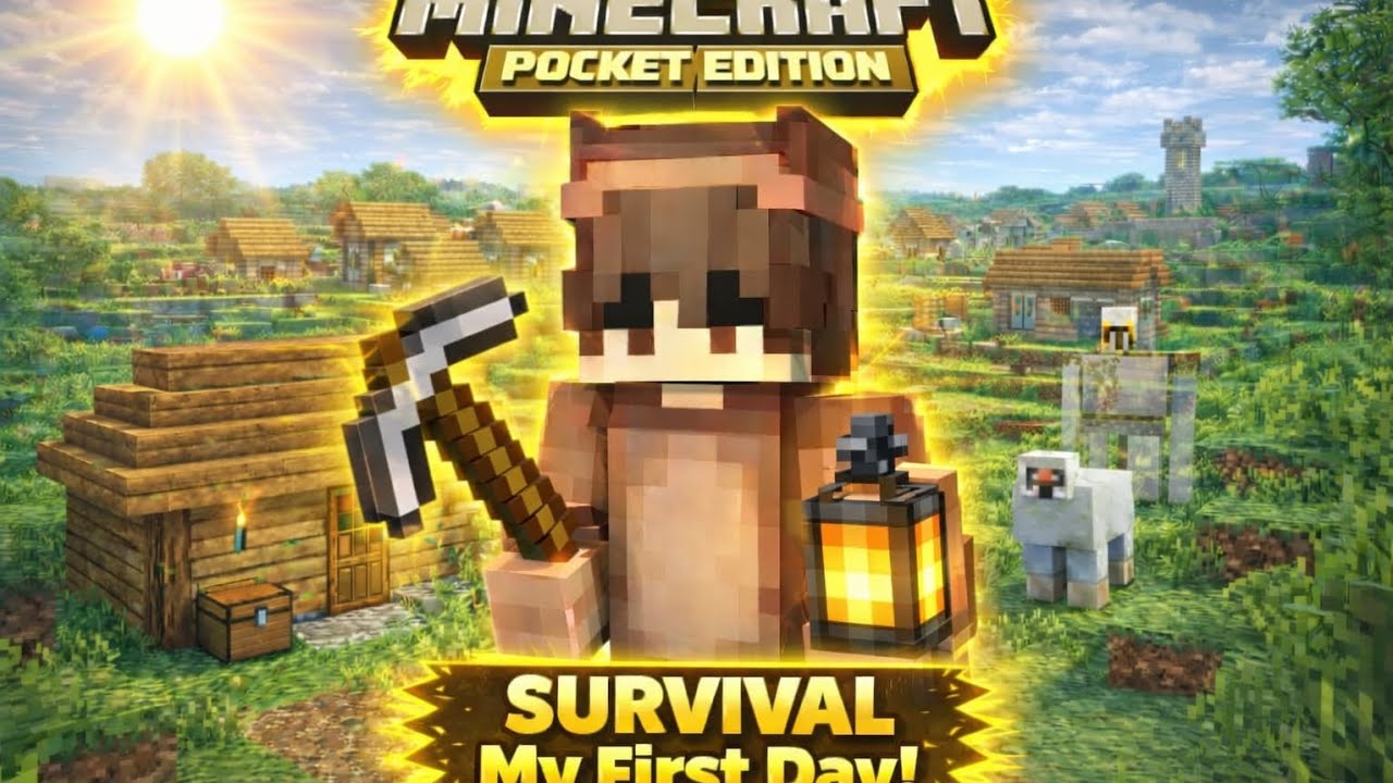 Minecraft PE New Survival World Day 1 🔥."Village Found😍 "! - YouTube