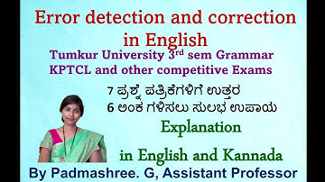 English Grammar- Correction of Errors- solved question papers from Tumkur University