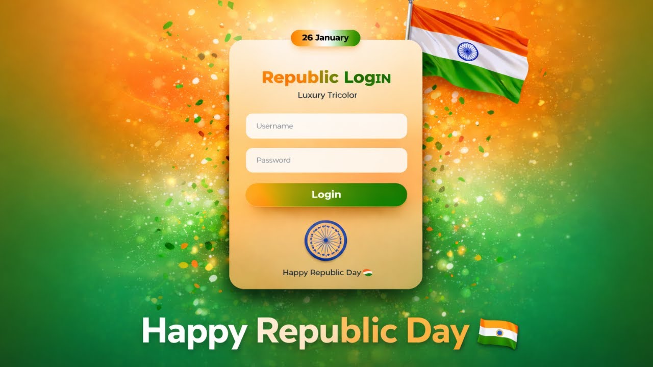 Animated Republic Day Special Login Form Using HTML CSS |