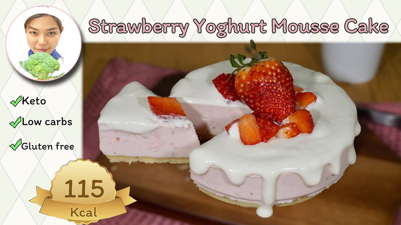 Keto Dessert Recipe: Strawberry Yogurt Mousse Cake |ขนมคีโต : สตอเบอรี่ โยเกิร์ต มูสเค้ก (ไม่ต้องอบ)