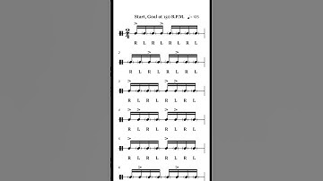 Sight read drum: Easy sixteenth notes Wrist Warmup 2. #shorts #drums #musictheory #rhythm #music