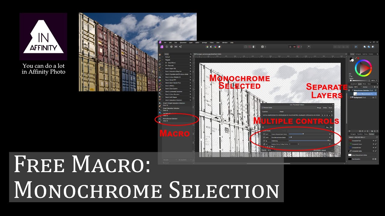 Free Macro: Monochrome Selection (for Affinity Photo) - YouTube