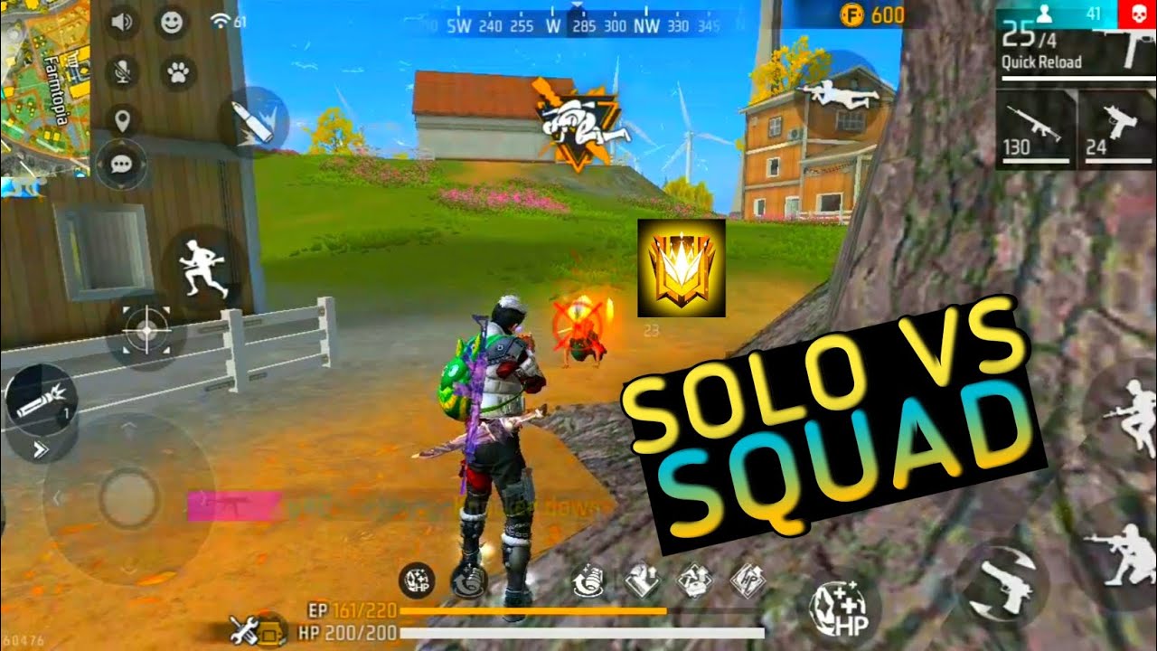 Solo vs Squad free fire ./ Solo vs Squad gameplay . - YouTube