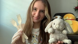 ASMR STRANGE cranial nerve exam (strange questions,vinyl glove, wooden forks)😷