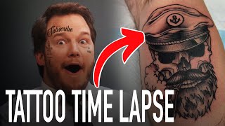 TATTOO TIME LAPSE | Neotraditional Skull Captain Tattoo